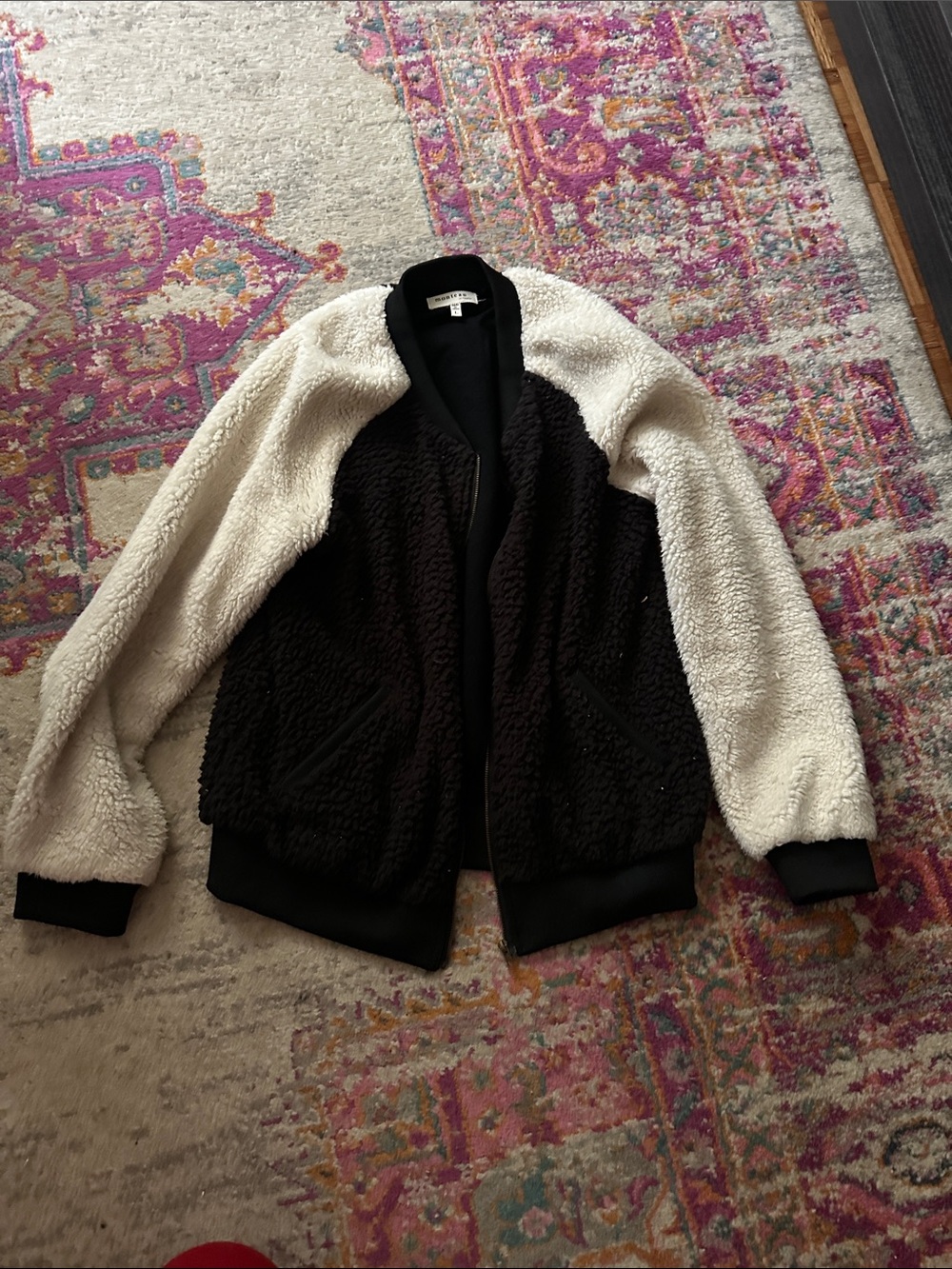 Two-Tone Black and Cream Bomber Jacket